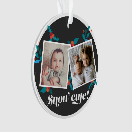 クリスマスホリデーグランドキッズかわいいフォトセラミック オーナメント (正面)