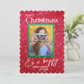 クリスマスホリデーグリッターフォトクリスマスカード シーズンカード (スタンド正面)