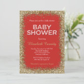 クリスマスホリデーグリッターベビーシャワー招待状 招待状 (スタンド正面)