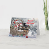 クリスマスホリデーグリーティングキュートダッシュンドパピーズ カード (正面)