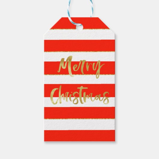 クリスマスホリデーグリーティングパーソナルレッド ギフトタグ (正面)