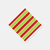 クリスマスホリデーグリーンと赤いストライプクリスマスパターン スタンダードカクテルナプキン (角)