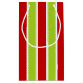 クリスマスホリデーグリーンと赤いストライプクリスマスパターン スモールペーパーバッグ (裏面)