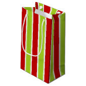 クリスマスホリデーグリーンと赤いストライプクリスマスパターン スモールペーパーバッグ (裏面アングル)