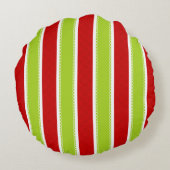 クリスマスホリデーグリーンと赤いストライプクリスマスパターン ラウンドクッション (裏面)