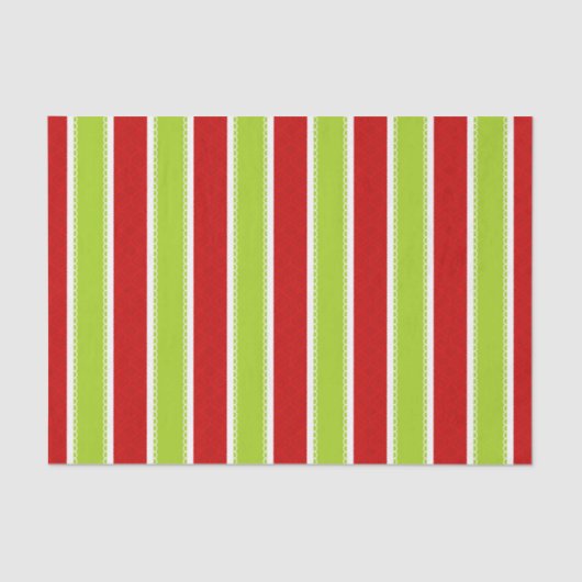 クリスマスホリデーグリーンと赤いストライプクリスマスパターン 薄葉紙 (正面)