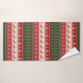 クリスマスホリデーグリーンレッド バスタオル (バスタオル)