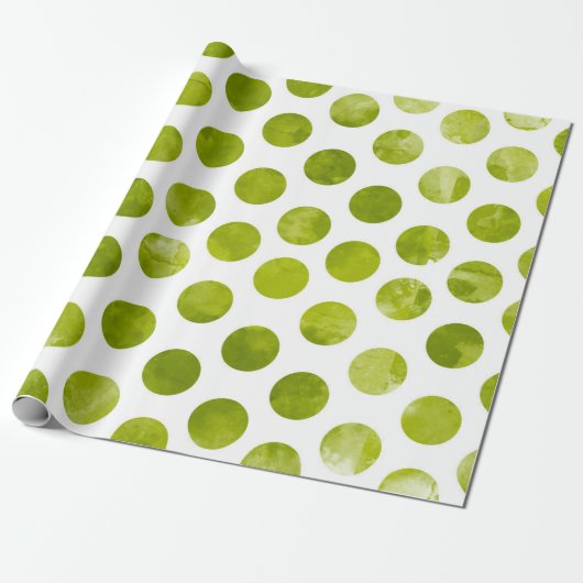 クリスマスホリデーグリーン水玉模様モダンギフト ラッピングペーパー (アンロールド)