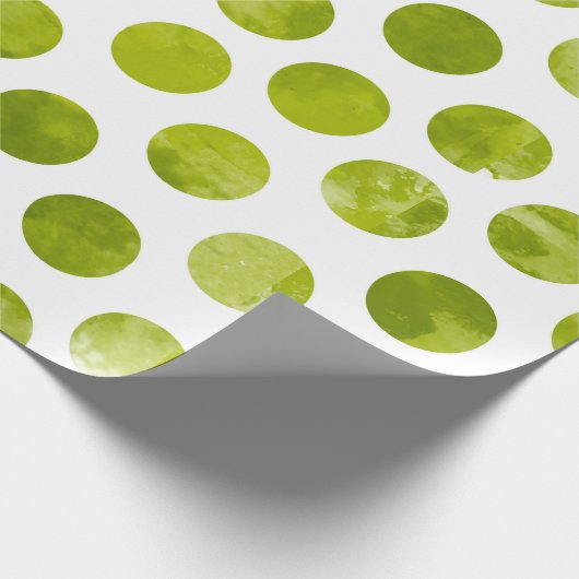 クリスマスホリデーグリーン水玉模様モダンギフト ラッピングペーパー (角)