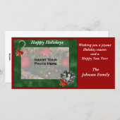 クリスマスホリデーグレイハウンドリースフォトカード シーズンカード (正面/裏面)