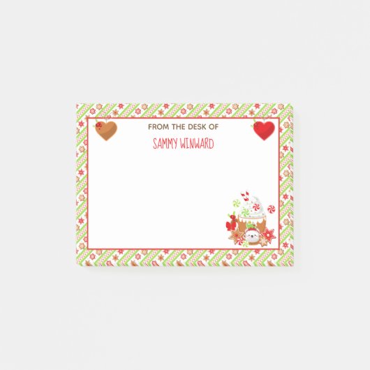 クリスマスホリデーココアとクッキーのグリーンポストイット ポストイット (正面)