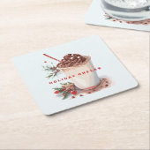 クリスマスホリデーコーヒーミングルパーティー スクエアペーパーコースター (アングル)