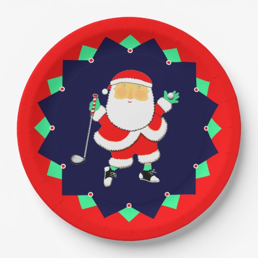 クリスマスホリデーゴルフパーティ ペーパープレート (正面)