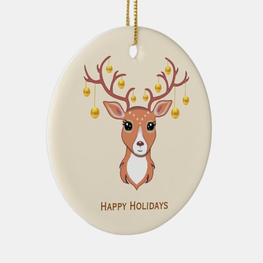 クリスマスホリデーゴールデンディアー セラミックオーナメント (右)