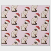 クリスマスホリデーサイアミーズキャットパターンパープル ラッピングペーパー (フラット)