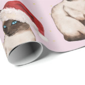クリスマスホリデーサイアミーズキャットパターンパープル ラッピングペーパー (ロールコーナー)