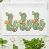 クリスマスホリデーサウスウエスタンウォーターカラーサボテン キッチンタオル (折り畳み)
