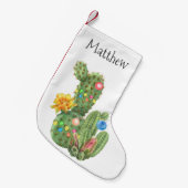 クリスマスホリデーサウスウエスタンウォーターカラーサボテン スモールクリスマスストッキング (正面 (吊り時))