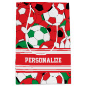 クリスマスホリデーサッカーボールコラージュ ミディアムペーパーバッグ (正面)