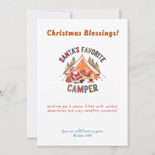 クリスマスホリデーサンタキャンプツリーマウンテンアウトドア シーズンカード (正面)