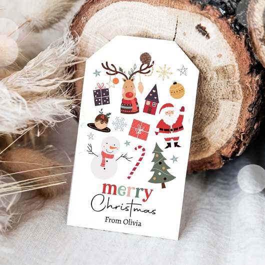 クリスマスホリデーサンタギフト家族教師 ギフトタグ