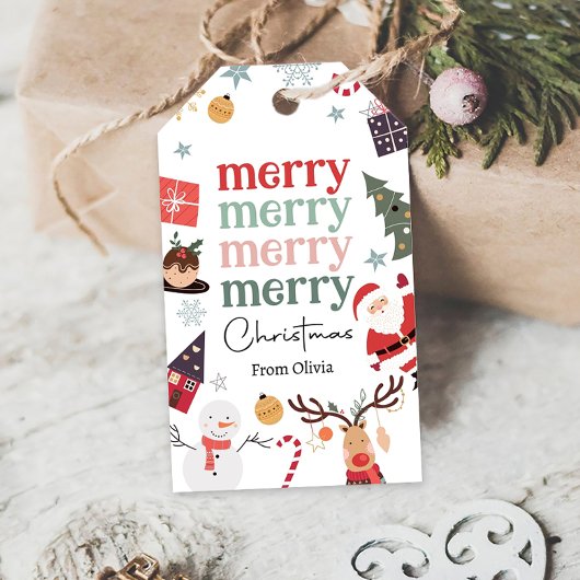 クリスマスホリデーサンタギフト家族教師 ギフトタグ