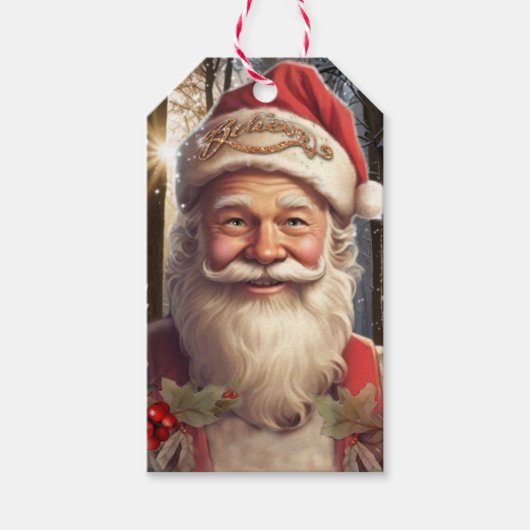 クリスマスホリデーサンタクロース雪の森 ギフトタグ (正面)