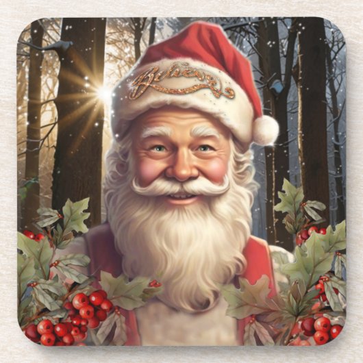 クリスマスホリデーサンタクロース雪の森 コースター (正面)