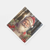 クリスマスホリデーサンタクロース雪の森 スタンダードランチョンナプキン (角)