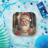 クリスマスホリデーサンタクロース雪の森 ペーパープレート (パーティー)