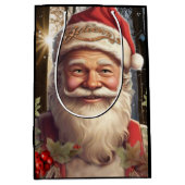 クリスマスホリデーサンタクロース雪の森 ミディアムペーパーバッグ (正面)