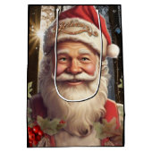 クリスマスホリデーサンタクロース雪の森 ミディアムペーパーバッグ (裏面)