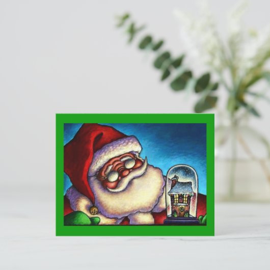 クリスマスホリデーサンタスノーグローブパーティの招待状 招待状 (スタンド正面)