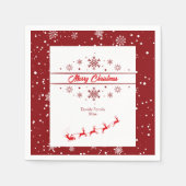 クリスマスホリデーサンタスレイ | 雪片 スタンダードカクテルナプキン (正面)