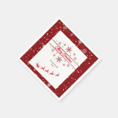 クリスマスホリデーサンタスレイ | 雪片 スタンダードカクテルナプキン (角)