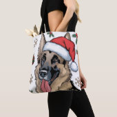 クリスマスホリデーサンタドグドイツシェパードトート トートバッグ (クローズアップ)