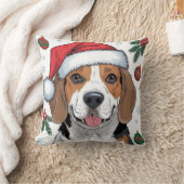 クリスマスホリデーサンタドグビーグル装飾用クッション クッション (ブランケット)