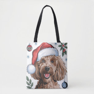 クリスマスホリデーサンタドッグプードレトートバッグ トートバッグ