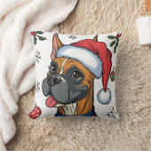 クリスマスホリデーサンタドッグボクサー装飾用クッション クッション (ブランケット)