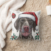 クリスマスホリデーサンタドッグポインタ装飾用クッション クッション (ブランケット)