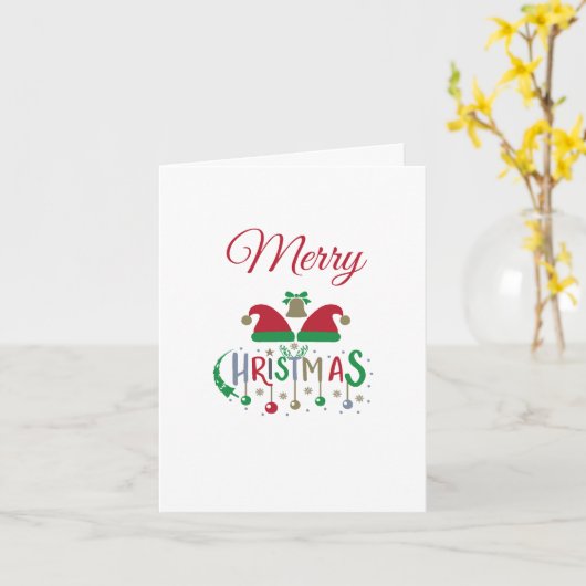 クリスマスホリデーサンタハッツ折り畳みグリーティングカード カード (黄色い花)