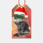 クリスマスホリデーサンタハットキャットと雪の結晶 ギフトタグ (裏面)