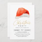 クリスマスホリデーサンタハットパーティの招待状 招待状 (正面/裏面)