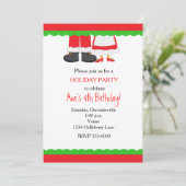 クリスマスホリデーサンタミセス。クロースパーティの招待状 招待状 (スタンド正面)