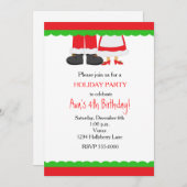 クリスマスホリデーサンタミセス。クロースパーティの招待状 招待状 (正面/裏面)