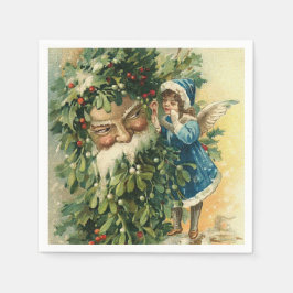 クリスマスホリデーサンタヴィンテージ紙ナプキンス スタンダードカクテルナプキン
