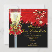 クリスマスホリデーシャンパーニュパーティーレッド金ゴールドブラック2 招待状 (裏面)