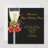 クリスマスホリデーシャンパーニュパーティーレッド金ゴールドブラック4 招待状 (裏面)