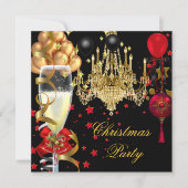 クリスマスホリデーシャンパーニュパーティーレッド金ゴールドブラック4 招待状 (正面)