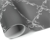 クリスマスホリデーシルバーグリッターダマスギフト ラッピングペーパー (ロールコーナー)